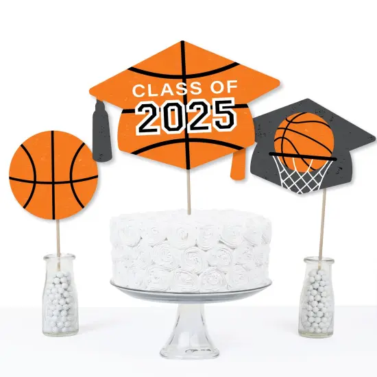 Big Dot of Happiness Grad Basketball - 2025 Graduation Party Centerpiece Sticks - Table Toppers - Set of 15 {5}