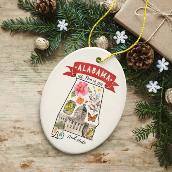 Artistic Alabama State Themes and Landmarks Christmas Ornament {2}