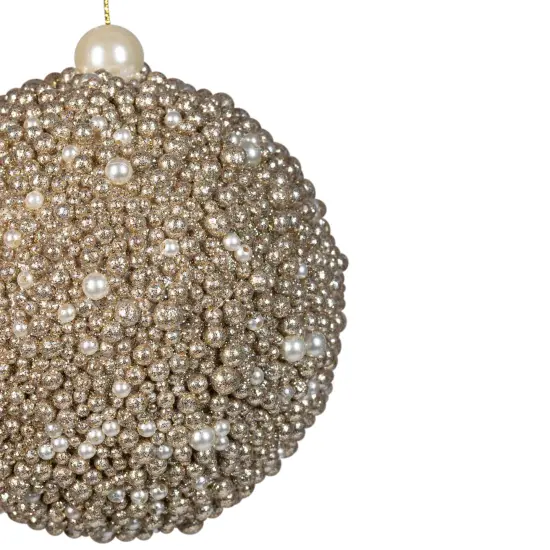 Northlight Glittered Beads Christmas Ball Ornament - 4" - Gold {6}