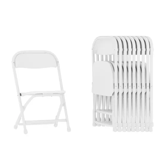 Emma and Oliver 10 Pack Kids Plastic Folding Chair Daycare Home School Furniture White {2}