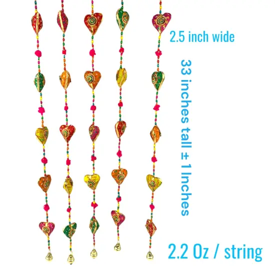 Rajasthani Door Hanging Wind Chimes Indian Traditional Heart Wall Hanging Diwali Christmas Wedding Decor Wind Chime for Home Decoration Patio - Housewarming Gifts (33 Inches) {4}