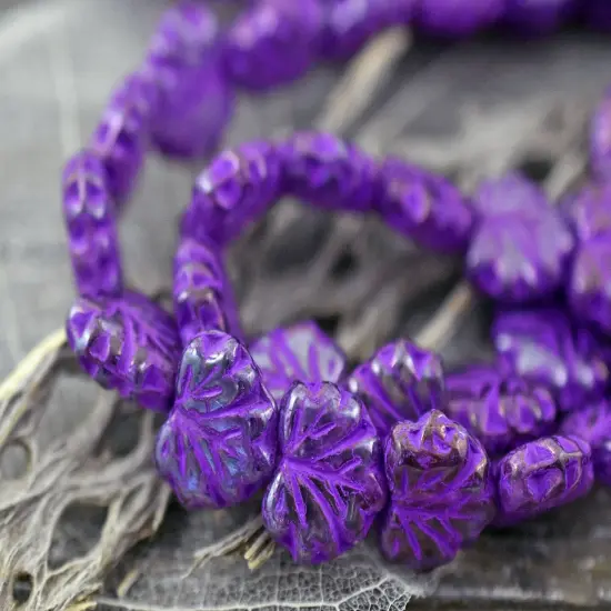 *20* 11x13mm Purple Washed Crystal Maple Leaf Beads {2}