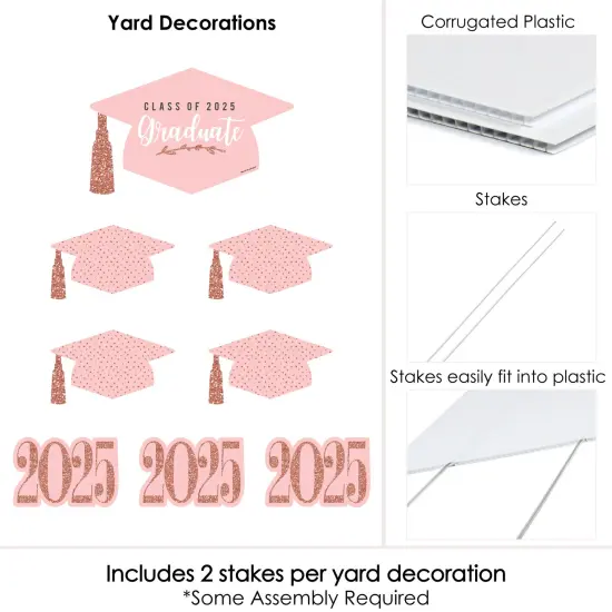 Big Dot of Happiness Rose Gold Class of 2025 Outdoor Decorations - Graduation Yard Signs - Set of 8 {6}