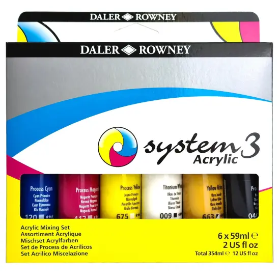 Daler-Rowney System3 Acrylic Paint Process Set 6/Pkg-Assorted Colors {2}