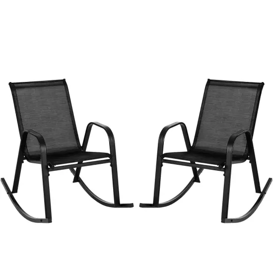 Costway 2 PCS Patio Rocking Chair Heavy-Duty Metal Rocker Outdoor Anti-Slip Black {1}