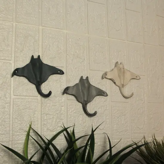 Set of 3 Stingray Wall Hooks - 6.25" - Blue, Gray, White - Coastal Decor {5}