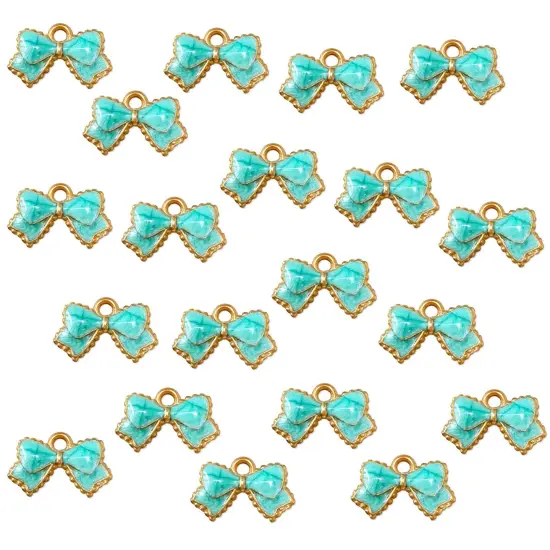Wrapables Nature Charms for Jewelry Making Enamel Pendants, (Set of 20), Blue Bow {1}