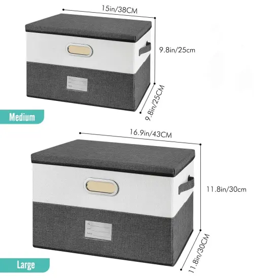 Large Linen Fabric Foldable Storage Bins with Removable Lid and Handles, Washable Storage Box Organizer Containers Baskets Cube with Cover for Bedroom,Closet,Office (Turquoise&Cream, Medium) {2}