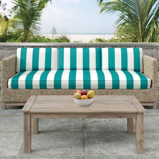 Surf - Aqua & Teal Stripe Upholstery Fabric 54 Inches" {3}