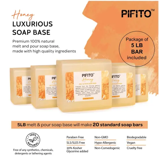 Pifito Honey Melt and Pour Soap Base │ Bulk Premium 100% Natural Glycerin Soap Base │ Luxurious Soap Making Supplies {2}