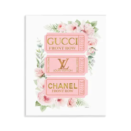 Stupell Industries Chic Floral Glam Tickets Wall Plaque Art Design by Amanda Greenwood {1}