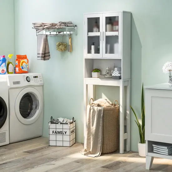 Costway Wooden Over The Toilet Storage Cabinet Spacesaver Organizer Bathroom Tower Rack {4}