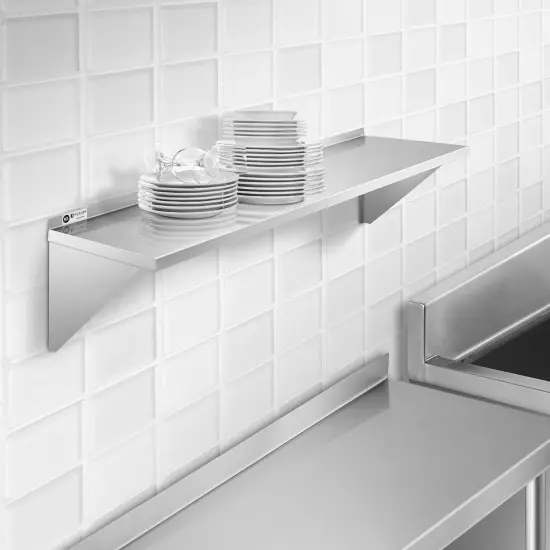 KUTLER Stainless Steel Shelf, NSF Commercial Wall Mount Shelves with Backsplash, Floating Metal Shelving for Restaurant, Kitchen, Home, Garage {6}