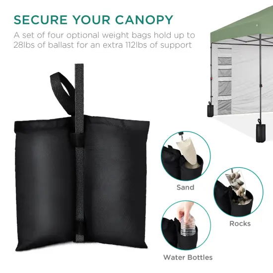 Best Choice Products 10x10ft Easy Setup Pop Up Canopy, Portable Tent w/ Side Wall, 1-Button Push, Case Sage Green {6}