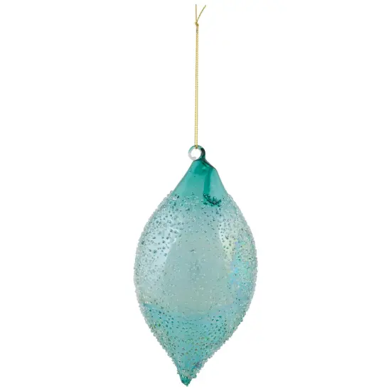 Northlight Textured Glass Finial Christmas Ornament - 7" - Transparent Blue {3}