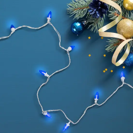 Northlight LED C9 Christmas Lights - Blue - 16' White Wire - 25ct {4}