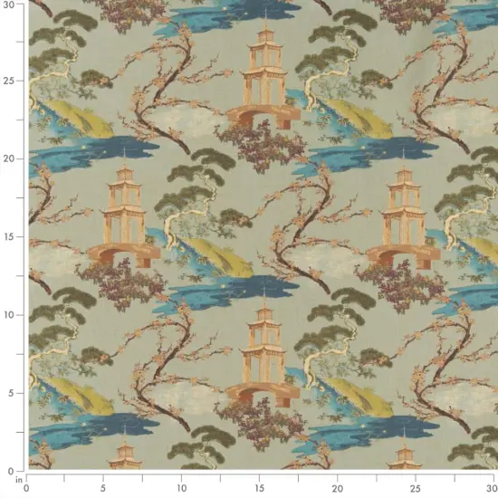 Upholstery Fabric - Green Global,Toile Upholstery Fabric 54 Inches" {4}