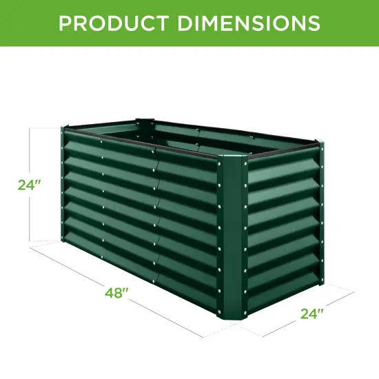 Best Choice Products 4x2x2ft Outdoor Metal Raised Garden Bed, Planter Box for Vegetables, Flowers, Herbs Dark Green {2}
