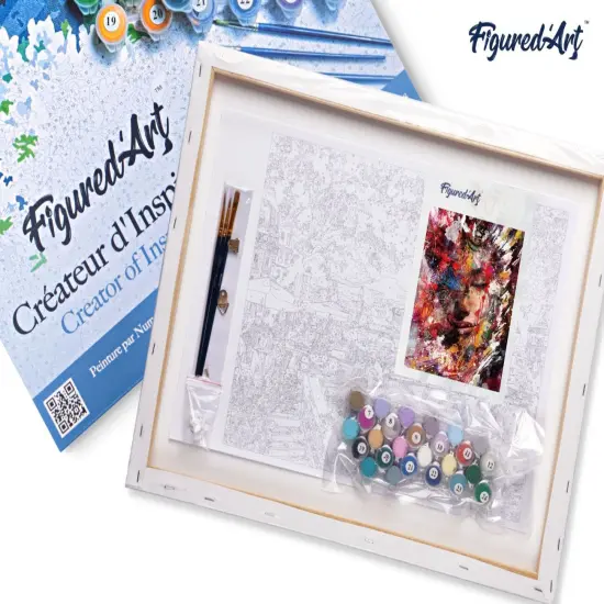 Figured'Art Paint by Numbers Kit for Adults with Frame Abstract Female Face 16"x20" - Craft Art Painting DIY Kit Canvas Already Stretched on a Wooden Frame {5}