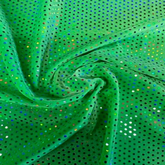 1 Yard Glued Hologram Sequin Stretch Velvet Fabric 60 Inches Width Lime Silver {1}