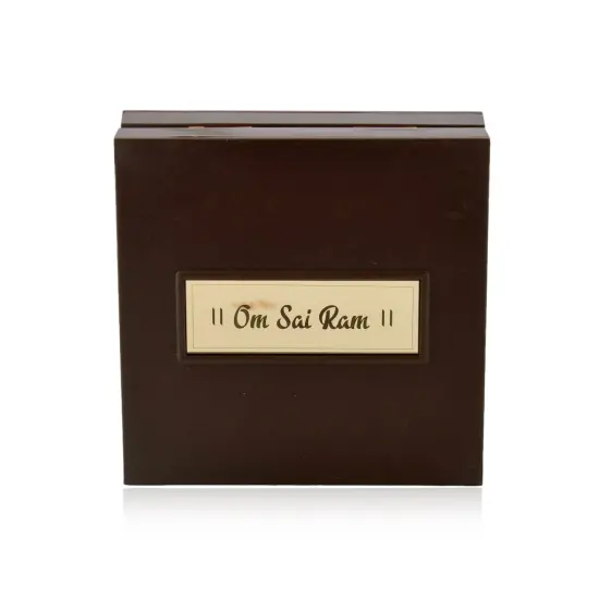 Gold Plated Sai Baba Photo Frame with Charan Paduka for Diwali Housewarming Indian Wedding Return Gift Worship Pooja Room Decor Hindu Religious Devotional Paduka Prayer Box Good Luck Gift {5}