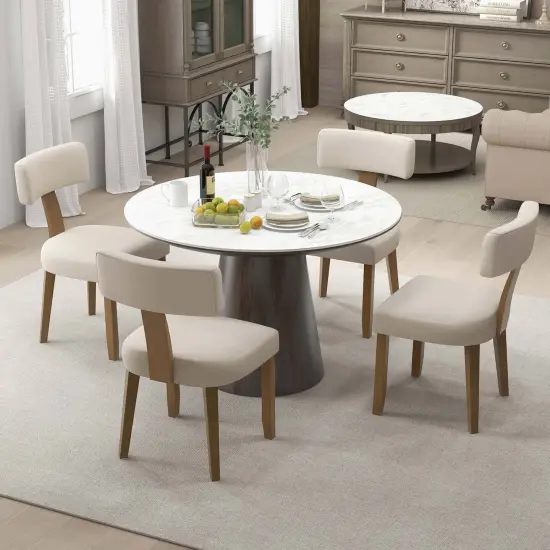 Costway Set of 2/4 Armless Dining Chairs with Curved Backrests & Padded Seat Cushions Beige {4}