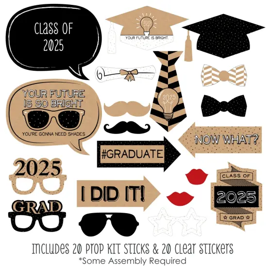 Big Dot of Happiness Bright Future - 2025 Graduation Photo Booth Props Kit - 20 Count {3}