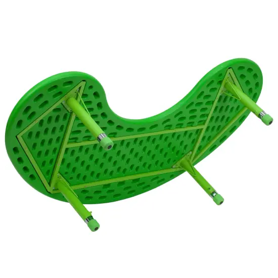Emma and Oliver 35"W x 65"L Half-Moon Plastic Height Adjustable Activity Table Green {6}