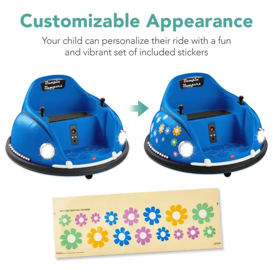 Best Choice Products 6V Kids Ride On Bumper Car Toy w/ Remote Control, Harness, Lights, 360 Degree Spin Navy Blue {2}