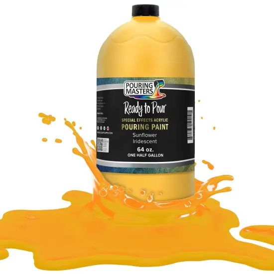 Pouring Masters Sunflower Iridescent Special Effects Acrylic Pouring Paint - Premium 64-Ounce Pre-Mixed Fluid Acrylic Paint - Fluid Art Supplies for Canvas, Wood, Paper, Tile & Rocks {1}