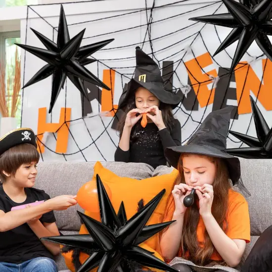 60 Pcs Star Balloons Explosion - 12 Point Cone Balloon (Black) {5}