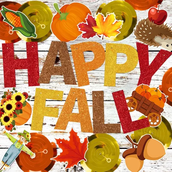Happy Fall Glitter Banner (Multi Color) {3}
