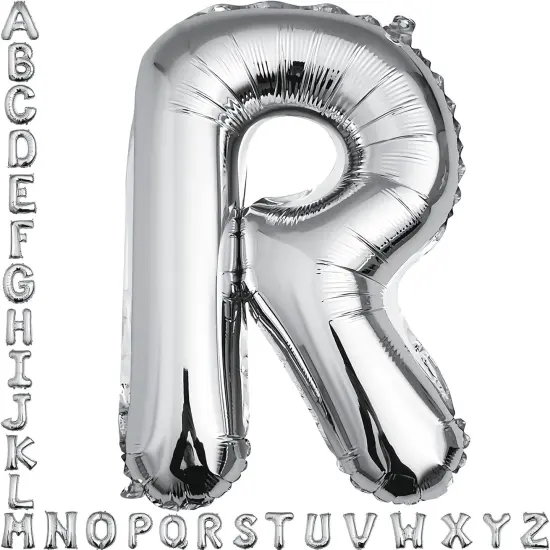 Big Size Alphabet Foil Mylar Helium Balloons(Silver Letter R) {1}