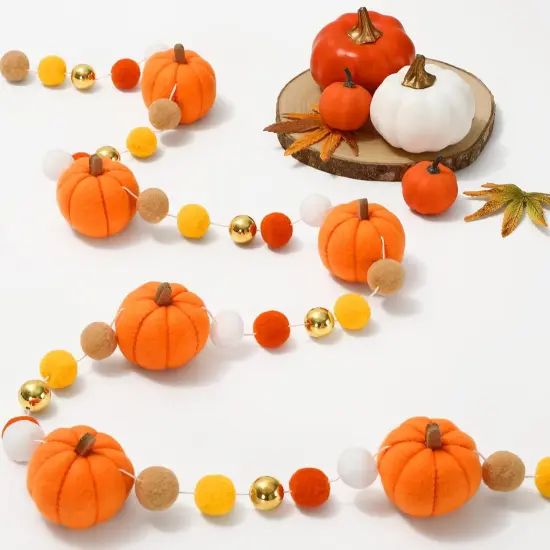 8.2Ft Fall Thanksgiving Felt Garland (	Pumpkin 1) {1}