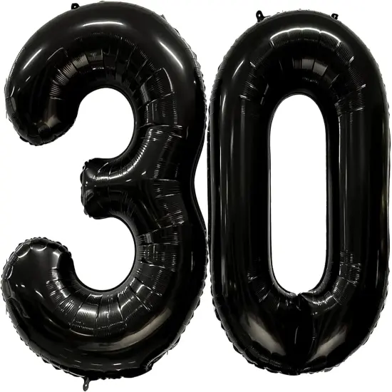 Mylar Foil 30 Balloon Numbers for 30th Birthday(A4-black 30) {1}