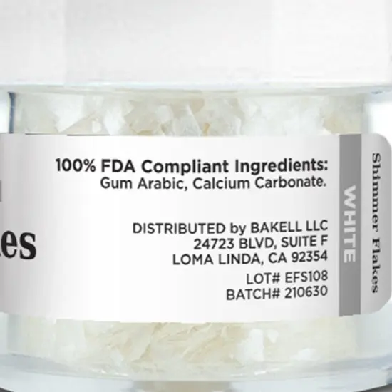 White Edible Shimmer Flakes 4 Gram Jar {6}