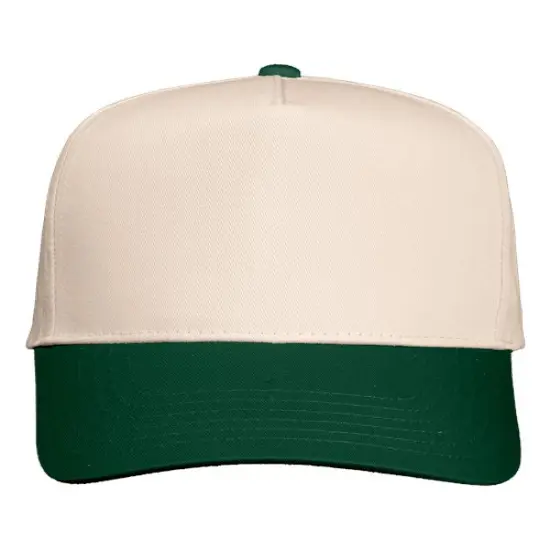 Valucap&reg; Five Panel Twill Cap Classic Comfortable Fit Natural/Forest Green {1}