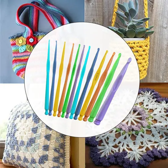Plastic Crochet Hooks 12 pcs Different Sizes (2.0mm - 10.0mm) Crochet Needles QLRFFLJOY Colorful Crochet Hook Set DIY Yarn Weaving Tools for Scarf Hat Gloves Knitting {3}