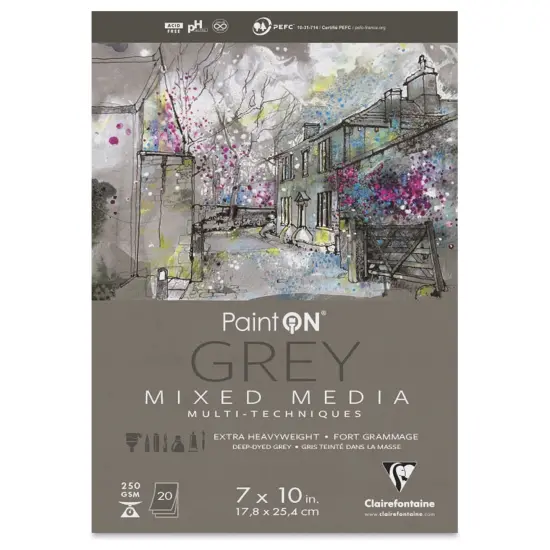 Clairefontaine PaintOn Mixed Media Pad - Grey, 7" x 10", 20 Sheets {1}
