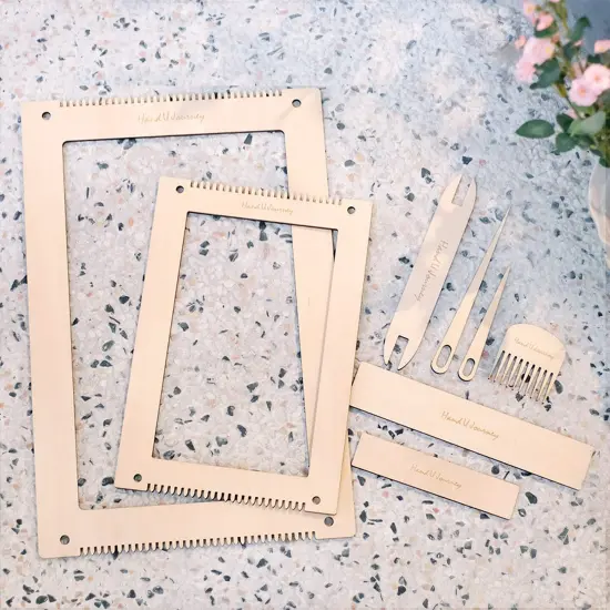 Wool Queen Rectangle Weaving Loom Kit - 2 Sets with Weaving Needles and Tools, Perfect for Beginners and Weaving Enthusiasts, 11''x16.5'' and 7.8''x11.7'' Large Sizes {5}