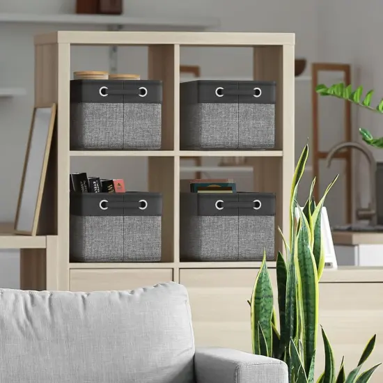 Fabric Storage Cubes 15 Inch- Big Sturdy Collapsible Canvas Storage Bins with Dual Handles {2}