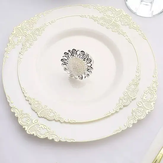 4 Silver 2 in Daisy Flower Design Metal NAPKIN RINGS Party Events Decorations {4}