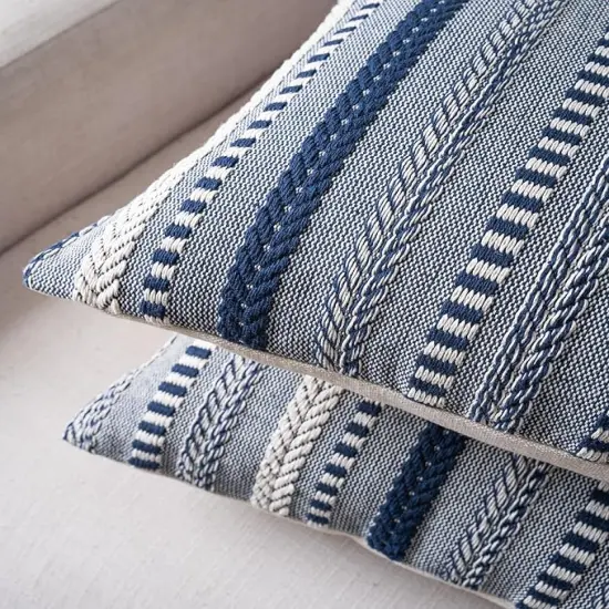 Boho Throw Pillow Covers 20x20 Inch Set of 2, Farmhouse Decorative Couch Pillow Cases, Navy Blue Accent Pillows of Bed, Sofa Bedroom Living Room Home Decor Cushion Cover {2}