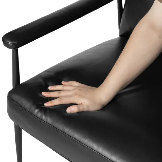 33.75"W Mid-Century Modern Leatherette Armchair With High Back and Padded Arms Set of 2-Black {5}