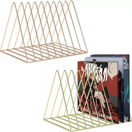 2 Pc Magazine Holders,Vinyl Record Holder,9 Slots File Folder for Desk,Bookshelf {1}