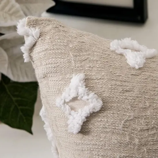 Set of 2 Decorative Throw Pillow Covers Rhombic Jacquard Pillowcase Soft Square Cushion Case for Couch Sofa Bed Bedroom Living Room, 18x18 Inch, Beige {3}