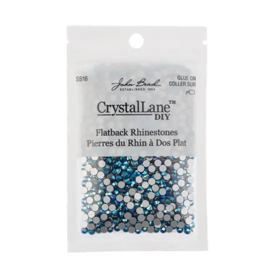 Crystal Lane DIY SS16 Glass Flatback Rhinestones, 1440pcs Jet AB {3}