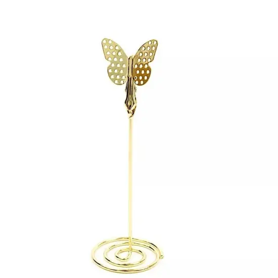 5 Gold 5" Metal Table Number Sign Holder Stands Butterfly PLACE CARD Clips Party {1}
