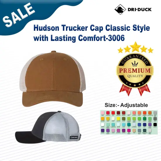 DRI DUCK&reg; Hudson Trucker Cap Classic Style with Lasting Comfort Black/ Tan {3}