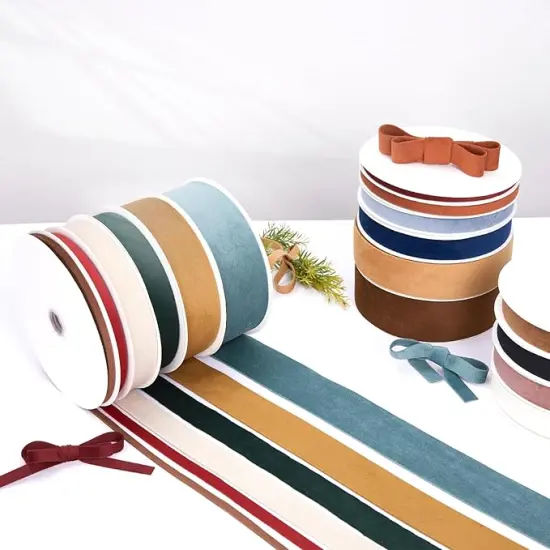 Burgundy Velvet Ribbon Double Faced 5/8 inch Continuous 20 Yards Use for Christmas Tree Ornaments, Gift Wrapping, Wreath Decoration, Wedding Boutonnieres, Handmade Crafts Bow Making {2}